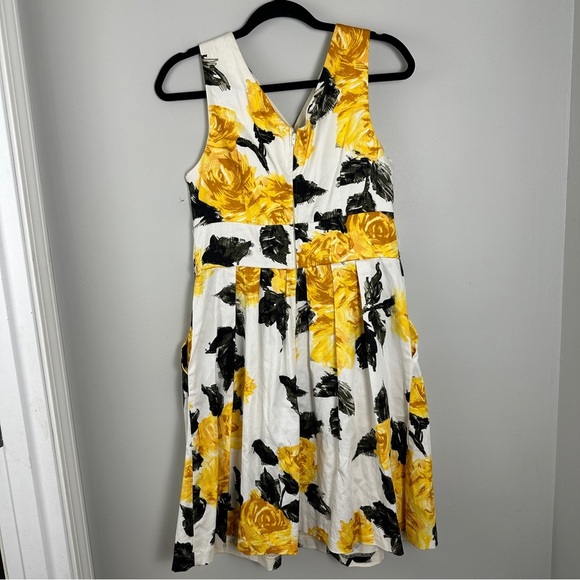 Dressbarn Sleeveless Floral Dress Womens Size 10 Black yellow pockets wedding - Picture 3 of 4